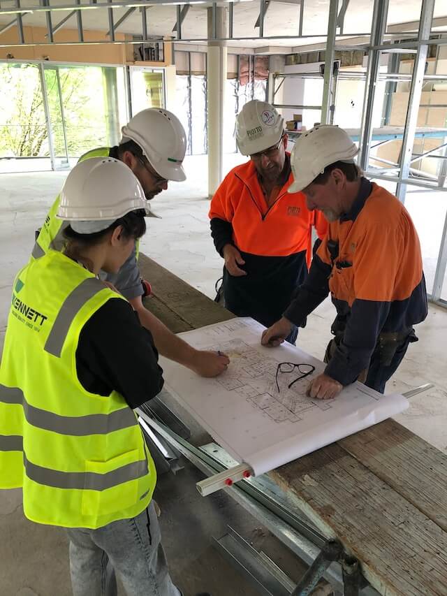 Associate, Hariklia Pontikinas (left) meets with construction teams on site. (Pic: R&Y)