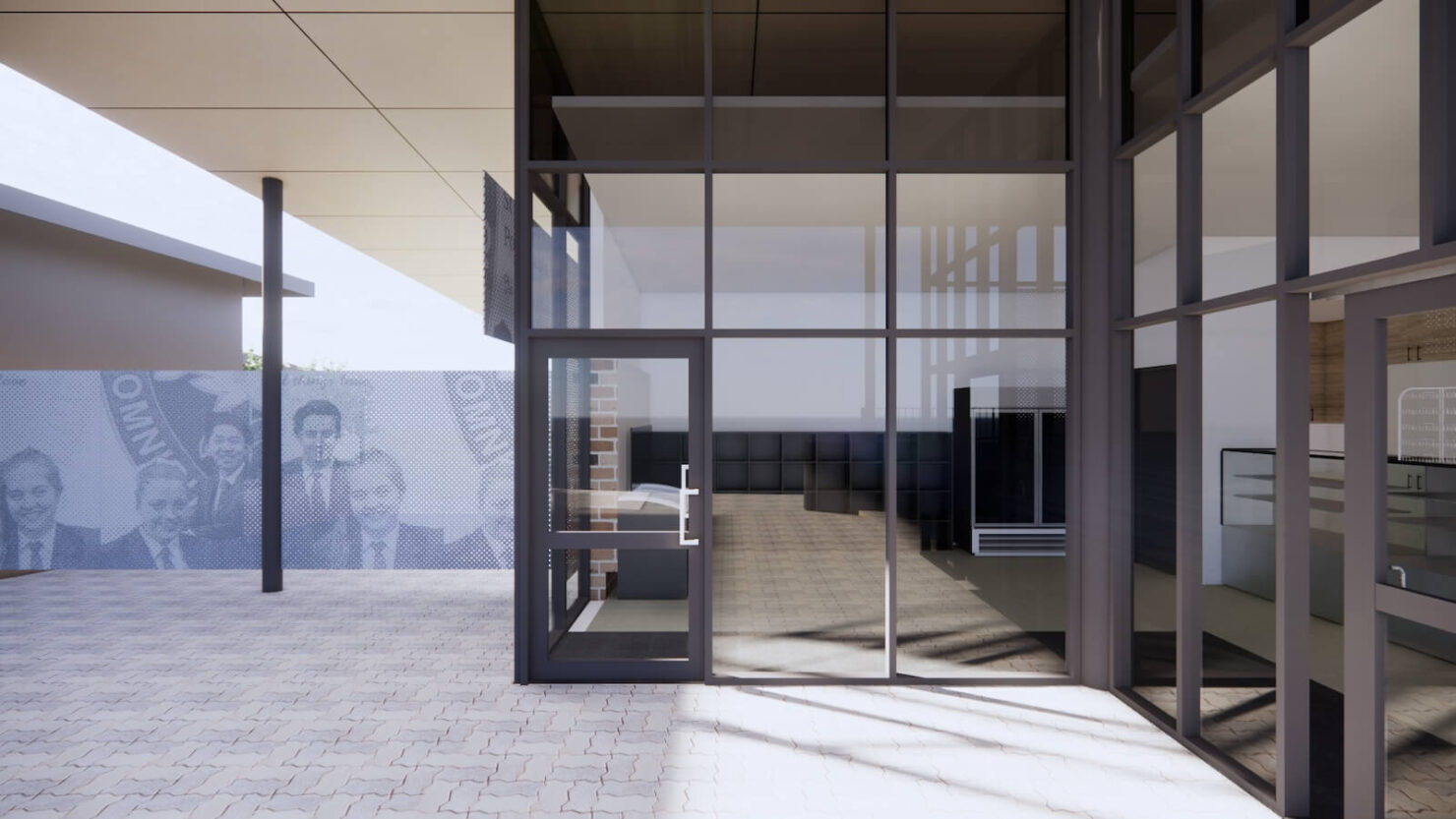 A computer rendered image of the proposed new canteen entry at SJPL. (Image: R&Y) 